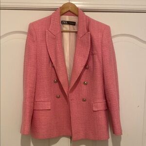 Zara Pink Double-Breasted Blazer